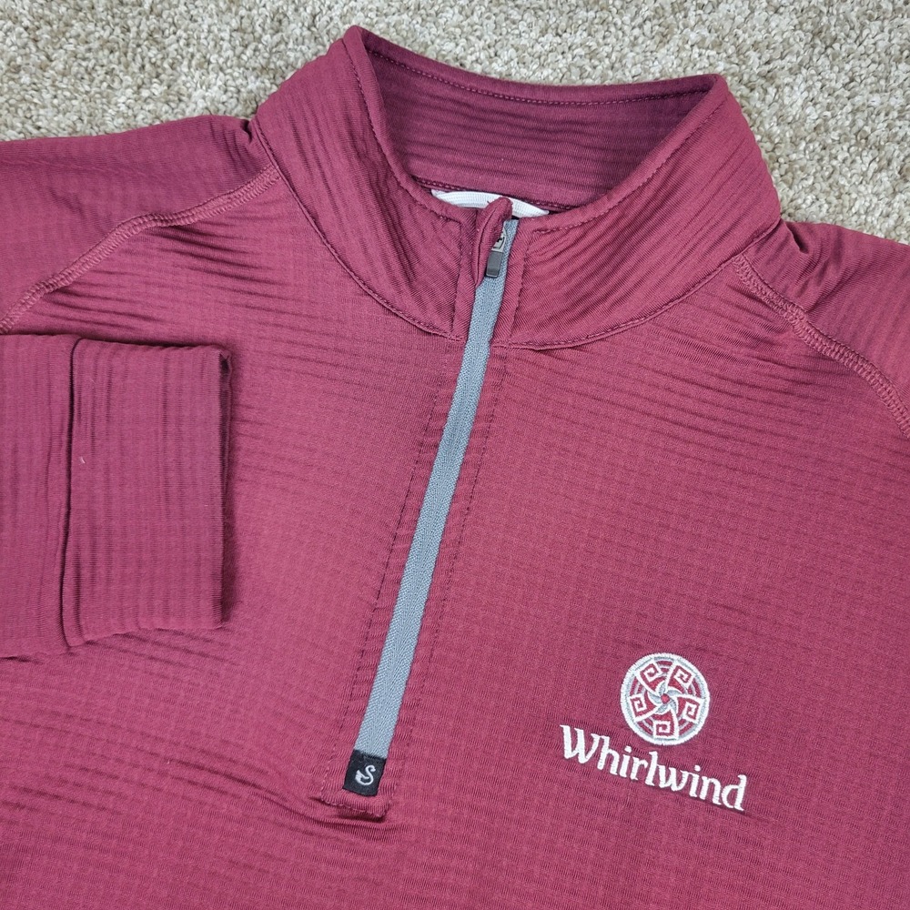 Swannies Golf Mens Medium Solid Maroon Textured Quarter Zip